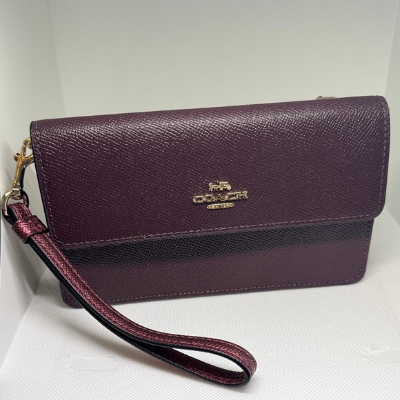Coach Handbags - Coach Plum Leather Wristlet